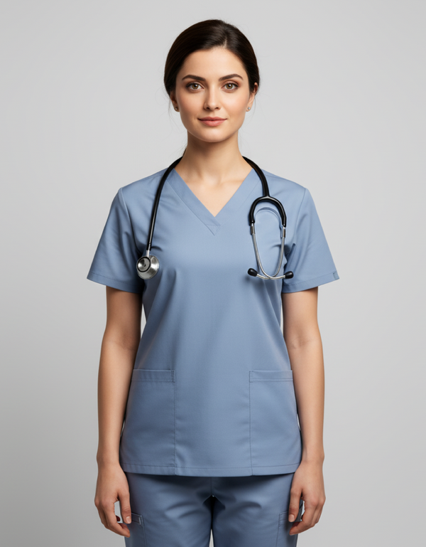 Womens Cotton Light Blue Scrub