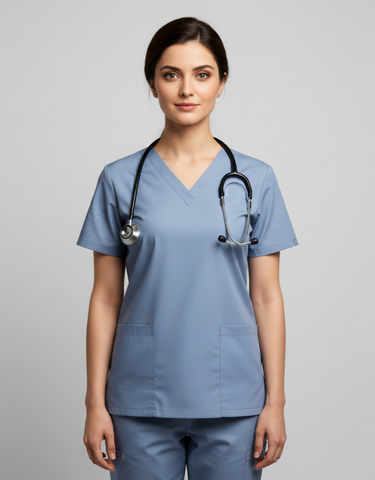 Womens Cotton Light Blue Scrub