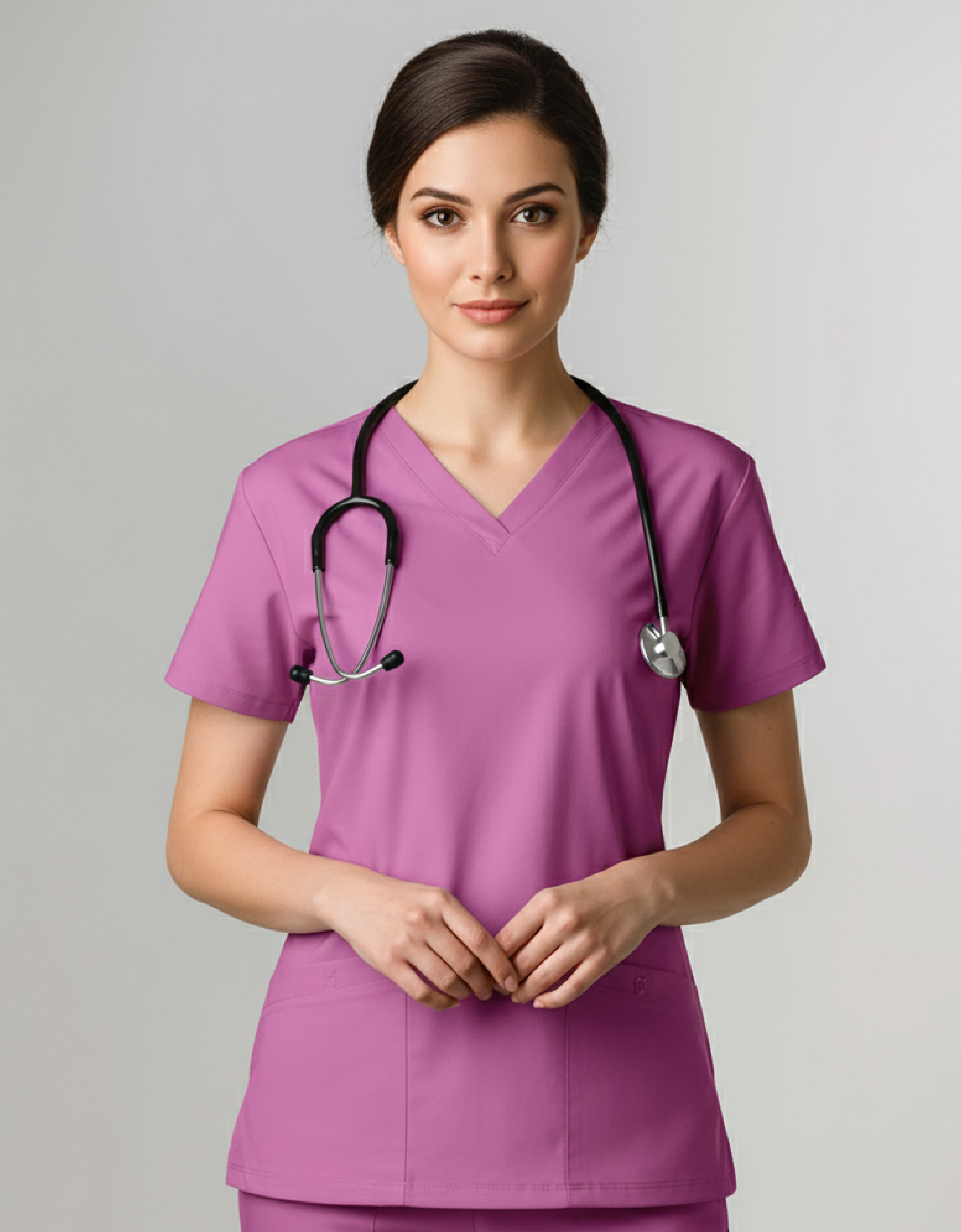 Womens Cotton Pink V-Neck Scrub