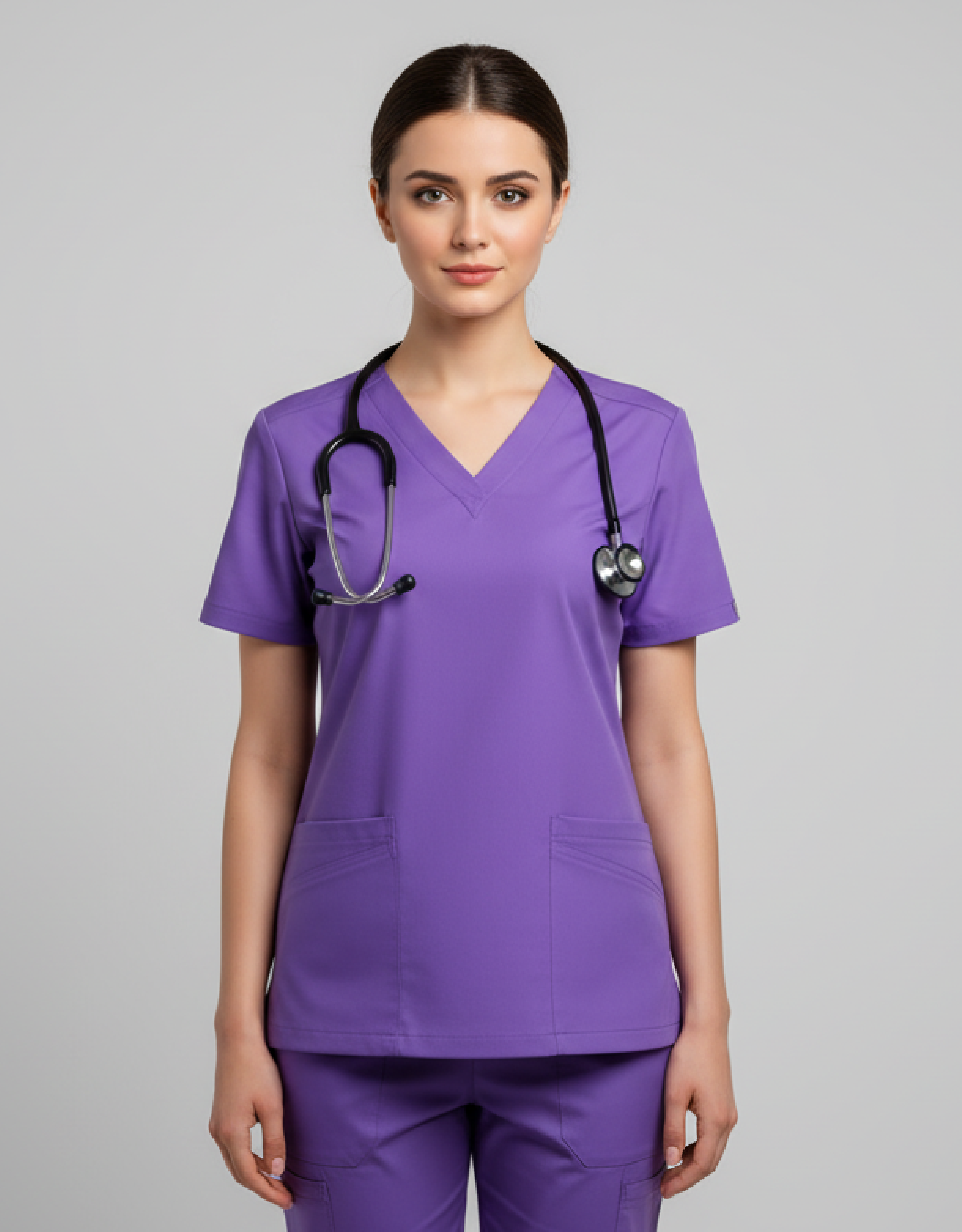 Womens Cotton Purple V-Neck Scrub