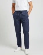 Mens Cotton Navy Blue V-Neck Scrub Set - Image 2