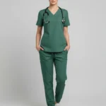 Womens Cotton Green V-Neck Scrub