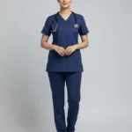 Womens Cotton Dark Blue Scrub Set