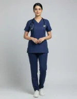 Womens Cotton Dark Blue Scrub Set