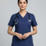 Women's Cotton Dark Blue Scrub Top