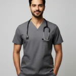 Men's Cotton Gray Scrub Top