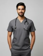 Men's Cotton Gray Scrub Top