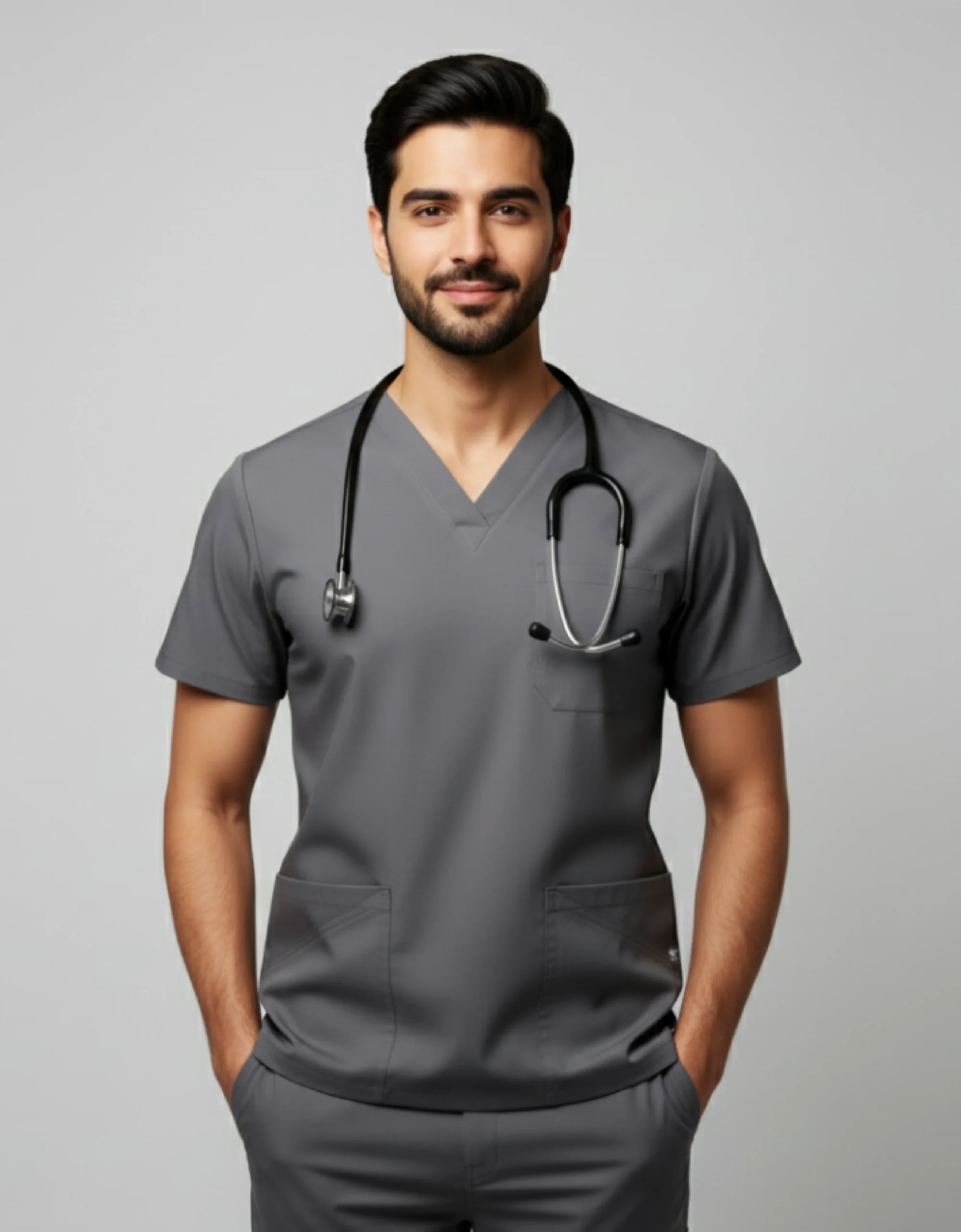 WomenTop1_11_06659cda-a282-45a5-84eb-f5ec2d60447f Men's Cotton Gray Scrub Top - Image 1