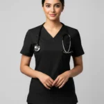 Women’s Cotton Black Scrub Top