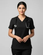 Women’s Cotton Black Scrub Top