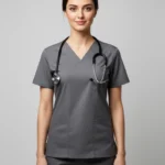 Women's Cotton Gray Scrub Top