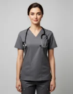 Women's Cotton Gray Scrub Top