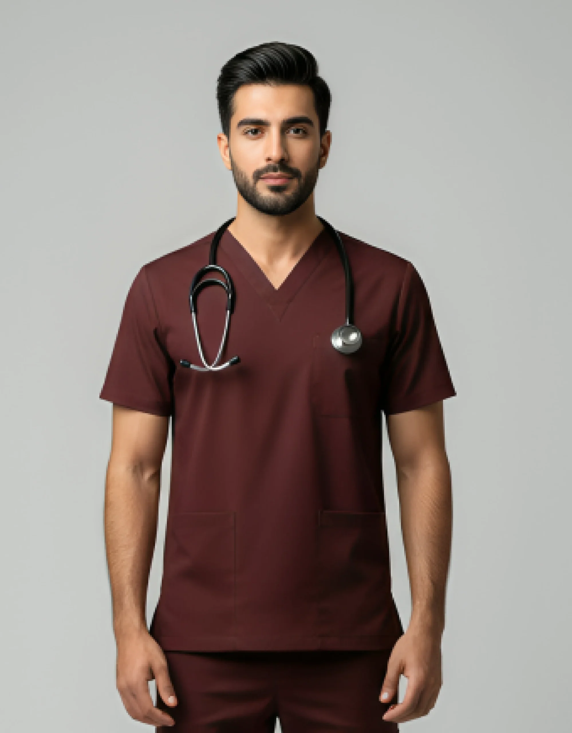 WomenTopMaroon_1_7ffa3ce7-c621-43f3-849b-c3168d1b705e Men's Cotton Maroon Scrub Top - Image 1