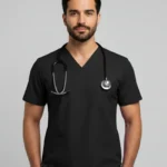 Men's Cotton Black Scrub Top