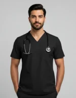 Men's Cotton Black Scrub Top