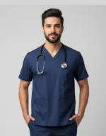 Men's Cotton Dark Blue Scrub Top